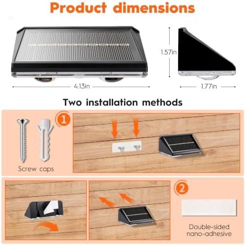 2 Pack Solar Lights Outdoor, LED Solar Fence Lights, IP65 Deck Lights - Image 2