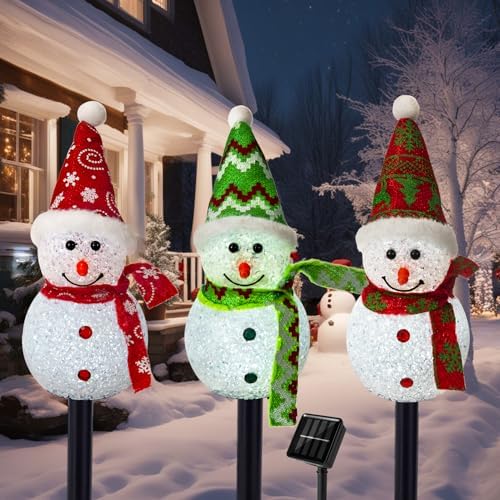 Solar Christmas Snowman Pathway Lights Outdoor Decoration, 3 Pack by TAILERRI