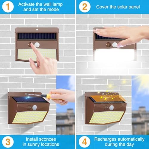 Peasur 1 Pack Solar Motion Sensor Lights Outdoor Waterproof with 3 Modes - Image 5