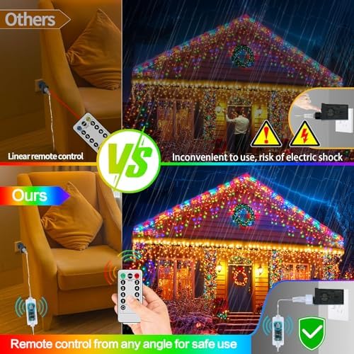 Icicle Lights Outdoor Decorations 60+16Ft 600 LED Christmas Lights Outdoor Waterproof Connectable Timer Memory Dimmable Plug in Twinkle Fairy Light for Xmas House Roof Eaves Holiday Wedding Party - Image 3