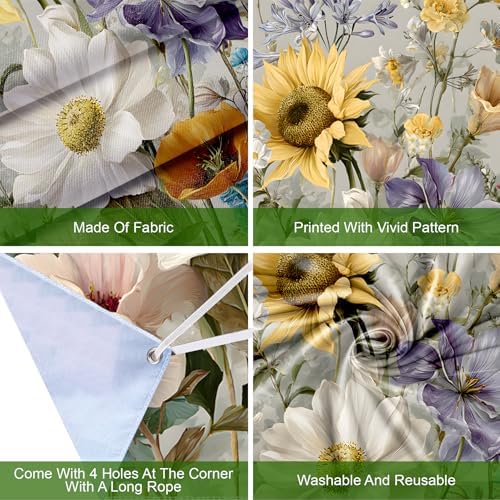Front Door Covers Decorative, Spring Flower Design Door Curtain 70.8 x 35.4 Inch for Porch Outdoor Indoor Home Decor (Colorful-230) - Image 3