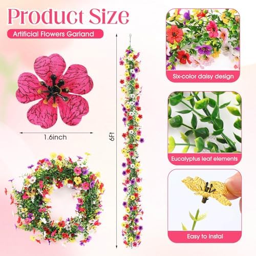 4 Pcs 6 ft Artificial Flowers Wisteria Garland, Multicolor - Image 2
