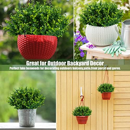 Lnoicy Artificial Greenery Plants Outdoor UV Resistant Fake Plants Boxwood Shrubs Grass,10 Bundles for Farmhouse Home Garden Office Patio Backyard Wedding and Indoor Outdoor Decoration - Image 6
