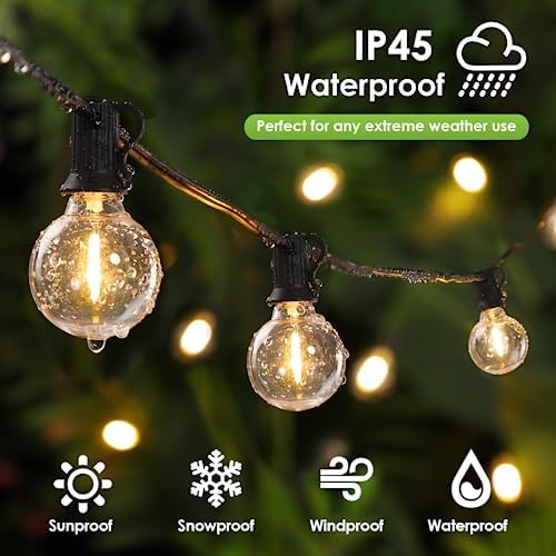 Mlambert 300Ft(3x100Ft) LED Outdoor String Lights Dimmable Waterproof G40 Globe Patio Lights with 150+7 Warm White Bulbs for Backyard Cafe-Black Cord - Image 4