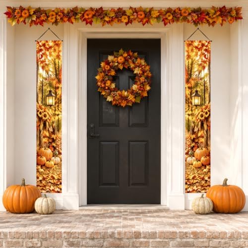 IVN Fall Lantern Porch Banner Pumpkin Harvest Decor 2 Pcs - Image 7