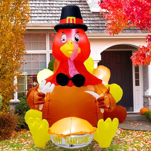 6FT Thanksgiving Inflatable Turkey Decoration, Blow up Turkey Inflatable - Image 3