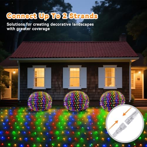 LitHome 14.8FT x 5FT Christmas Net Lights Outdoor Mesh Lights Connectable - Image 3