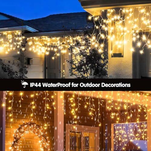 320LED Solar Christmas Lights Outdoor Waterproof Christmas Decorations Lights 29.5ft 60 Drops,8 Modes Solar Powered Rechargeable Fairy Lights for Party, Holiday,Wedding Decorations (Warm White) - Image 5