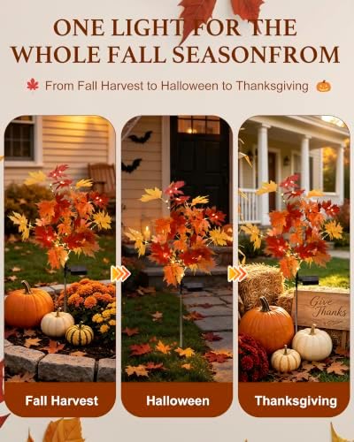 2 Pack Fall Solar Lights Outdoor Decorative, Maple Tree Solar Fall Decor - Image 6
