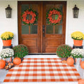 Fall Decor Buffalo Plaid Outdoor Rug 4x6 Ft Orange and White Checkered Area Rug Halloween Washable Fall Indoor Outdoor Rugs for Porch,Entryway,Hallway, Kitchen, Living Room, Dining Room, Bedroom by WAYYE