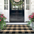 IOHOUZE 27.5x43 Buffalo Plaid Rug, Washable Outdoor Door Mat, Tan Black by iOhouze