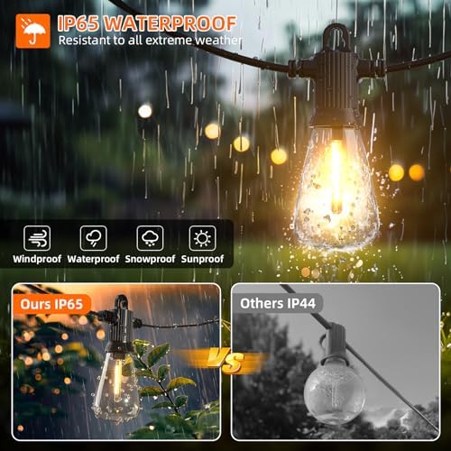 Kawaya 240FT String Lights for Outdoor Patio Waterproof LED Outside Lighting Commercial Grade 120+4 Bulbs Shatterproof Vintage String Lights for Outside Yard Balcony Bistro Porch Gazebo (120FTx2) - Image 4
