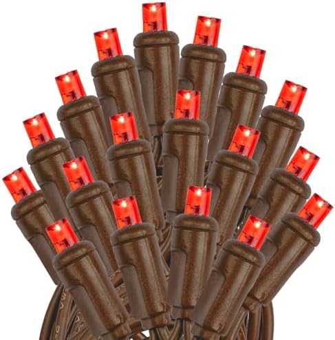 Novelty Lights 34ft 100 LED Red Christmas String Lights, Brown Wire - Image 4