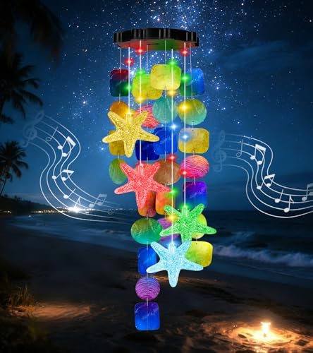 (New) Solar Wind Chime for Outside, Solar Hanging Wind Chime Lights for Holiday Garden Yard Window, Shell Lights Gift for Grandma Mom Women Wife Grils - Multicolor by FUNIAO