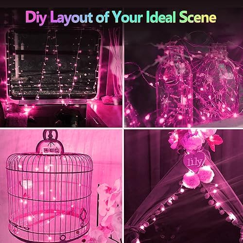 4 Pack 60 LED Fairy Lights Battery Operated with Timer, String Lights Pink - Image 3