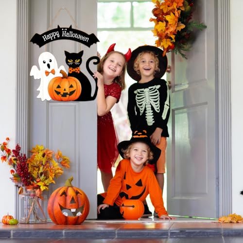 Halloween Decorations Wooden Hanging Welcome Sign for Front Door - Image 2