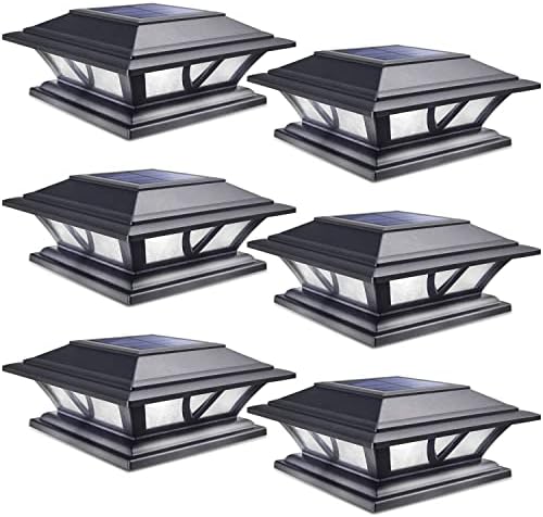 SIEDiNLAR Solar Post Lights Outdoor 2 Modes LED, 6 Pack Black (Warm/White) by Siedinlar