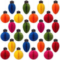 Gueevin 30pcs Christmas Party Decorations Honeycomb Hanging, 3D Tissue Paper Ball Light Bulb Hanging Ornaments, Colorful Holiday Lanterns for Christmas Tree, Table Centerpieces, Ceiling, Window Decor by Gueevin