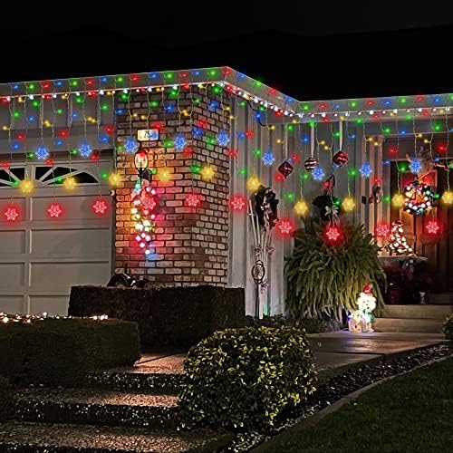 weillsnow 360 LED Icicle Christmas Lights with Snowflake, 29.5ft 72 Drops Connectable 8 Modes Waterproof Icicle Light Outdoor for Curtain, Eaves, Window, Christmas Decorations (Multi-Colored) - Image 6