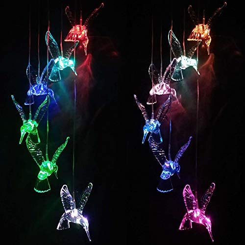 Solar Hummingbird Wind Chimes Outdoor-Waterproof Solar Powered LED Changing Light Color Hummingbirds Mobile Romantic Wind Chime for Mom Gifts, Home,Party,Festival,Night Garden Decoration(Blackboard) - Image 6
