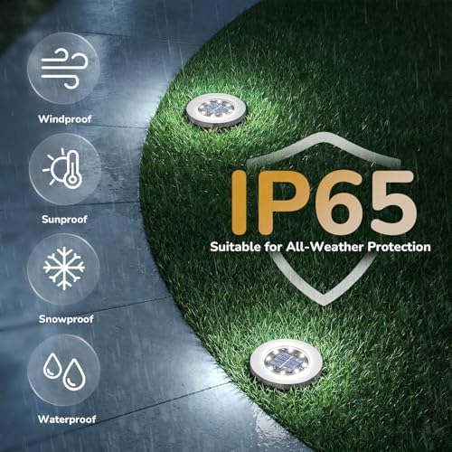 INCX 4.6 inch Solar Lights Outdoor Waterproof, 4 Pack Solar Light for Outside, Garden Lights Landscape Lighting for Patio Pathway Lawn Yard Deck Driveway Walkway, Cold White - Image 3