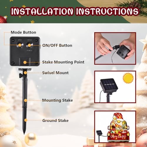 12x18 Lighted Christmas Dwarf Garden Flag, 8 Modes Solar LED - Image 5