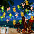 Summer Tropical Beach String Lights Battery Operated 15.3Ft 30 LED Flamingo Pineapple Palm Tree Fairy Lights with Timer, Outdoor Tropical Hawaiian Light for Beach Wedding Pool Garden Party Decor by Wxuean