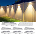 8 Pack Solar Fence Lights Outdoor ,Warm White + RGB 13 Color Mode Fence Lights Solar Powered with Ultra-Bright Lens IP65 Waterproof,Solar Wall Light for Backyard/Step/Patio/Deck/Stair/Railings(White) by UGDLUCK