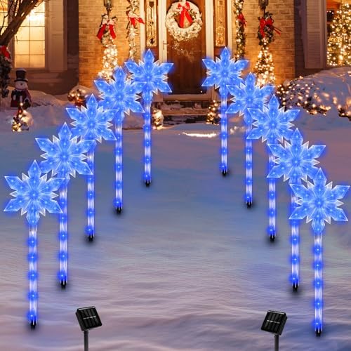 10 Pack Snowflake Solar Christmas Pathway Lights by VOGVOG