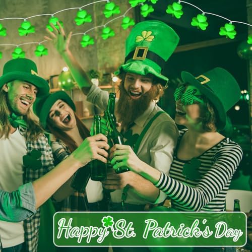 8.5Ft St Patricks Day Lights Outdoor Shamrock Lights String Plug in with 10 LED Lucky Clover for Irish Bedroom Home Garden Party Green Feast St. Patrick's Day Decorations, 0.48W - Image 5