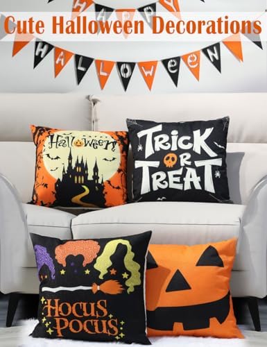 multiwins 4-Pack Double-Sided 8 Patterns Halloween Pillow Covers 20"x 20" - Image 3