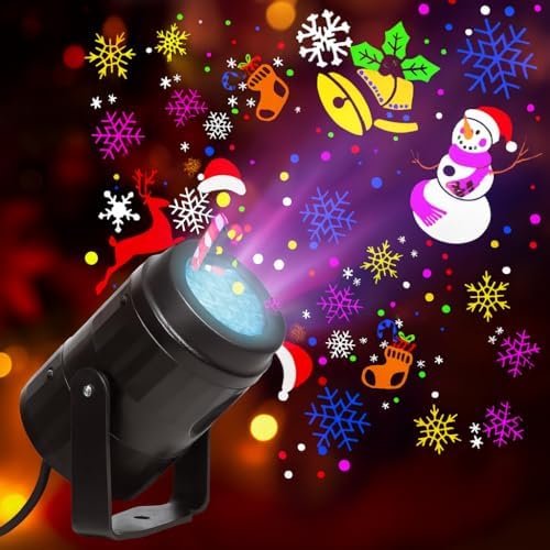 Christmas Projector Lights Outdoor Indoor,Christmas LED Lights Projector with Christmas Decorative Patterns for Indoor Outdoor Window, Ground, Roof, Wall, Holiday Projector for Xmas by Giovbuer