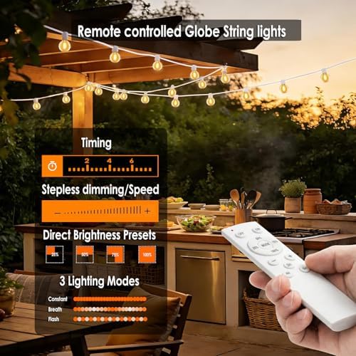 G40 Globe String Lights 50FT with 50+2 Bulbs,Remote Controlled Party lights - Image 3