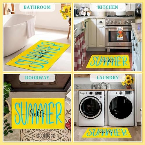 Summer Door Mat for Front Door Sunshine Welcome Doormat Non-Slip Washable Summer Outdoor Mat Entry Rug for Indoor Outdoor Home Summer Decorations 17 x 30 Inch - Image 6