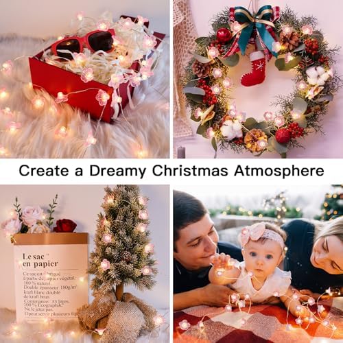 suddus 12.8ft 40 LED Pink Fairy Lights Cherry Blossom Battery Operated - Image 4