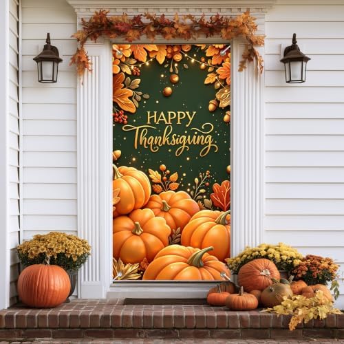 BlissYard Thanksgiving Door Cover Pumpkin Harvest 35 x 71 Inch - Image 7