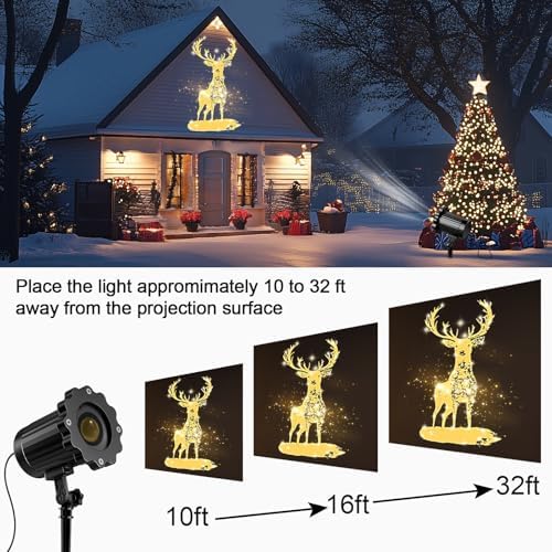 3D Dynamic Christmas Projector Lights Outdoor Indoor-2026 Upgrade Reindeer Christmas Decorations,Waterproof Holiday Projector Lights for Window Ground Roof Wall Yard Xmas Decor - Image 3