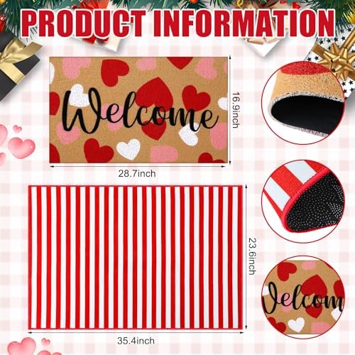 Tinideya 2 23.6 X 35.4 Inches Valentine Heart Red White - Image 2