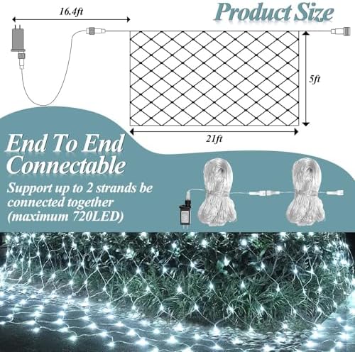 LitHome 21FT x 5FT Christmas Net Lights Outdoor Mesh Lights Connectable - Image 6