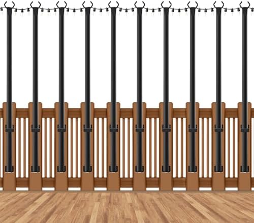 AHRLHR 10 Pack String Light Poles for Deck,5 Ft String Light Poles for Outside with Fixing Clips,Metal Poles for Outdoor String Lights, Hanging Light Poles for Fence Garden Backyard Wall Bistro by Unknown