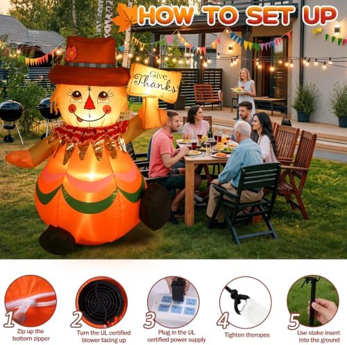 4FT Fall Thanksgiving Inflatables Outdoor Decorations with Built-in LED - Image 5