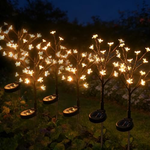 Solar Garden Lights Outdoor Decor, Waterproof Solar Flowers for Outside Yard Patio Lawn Pathway, Decorative Fairy Lights for Christmas Thanksgiving Decorations, Gardening Gifts for Women Warm by AureateHorizon