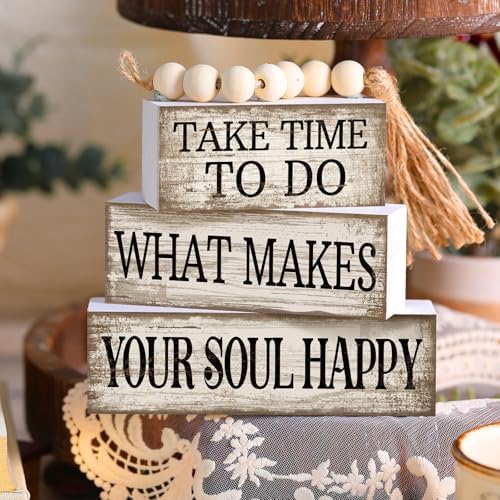 Yuntau 4 Pcs Farmhouse Tabletop Decoration Inspirational Tiered Tray Decor - Image 3