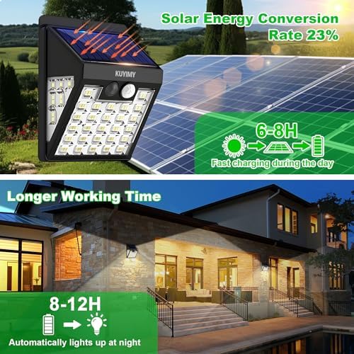 Solar Lights Outdoor, 72 LED Motion Sensor Wall Light, IP65 Waterproof and 3 Lighting Modes, Solar Powered Security Wireless Light Outside for Patio, Garden, Fence, Porch, Front Door (4 Packs) - Image 4