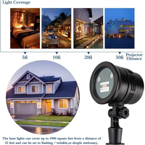 Christmas Projector Lights Outdoor Holiday Laser Lights Landscape Spotlight Red and Green Star Shower with 360 Accessibility Wireless Remote Christmas Decor for Xmas Party Outdoor Garden Patio Wall - Image 3