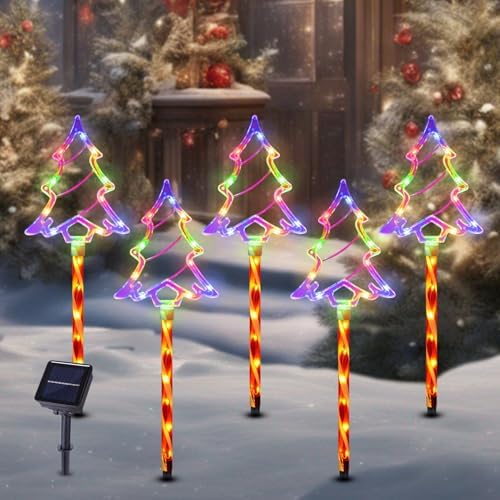 BRIGHTDECK Solar Christmas Tree Pathway Lights Outdoor Decorations, 5 Pack by BRIGHTDECK