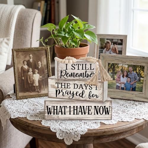Yuntau 4 Pcs Farmhouse Wooden Tabletop Decor Rustic Retro Wood Bead Garland - Image 2