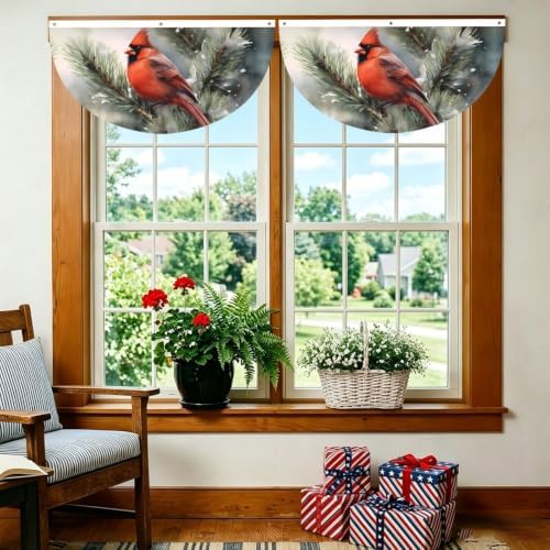 Red Bird Winter Semicircular Hanging Decorative Bunting Flag 2pcs - Image 6