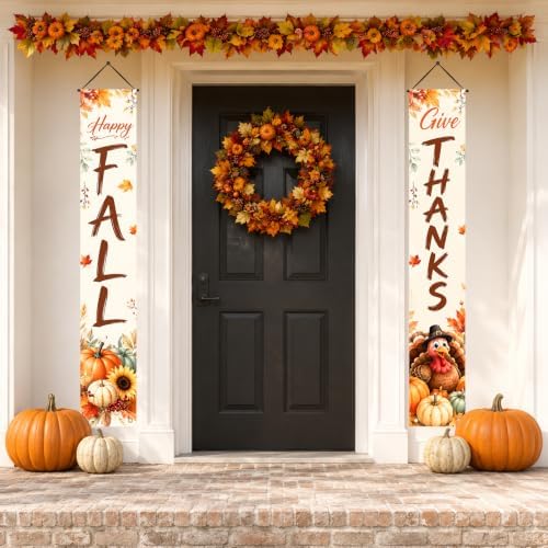 IVN Thanksgiving Turkey Pumpkin Porch Banners 12x71 Inch Set of 2 - Image 7
