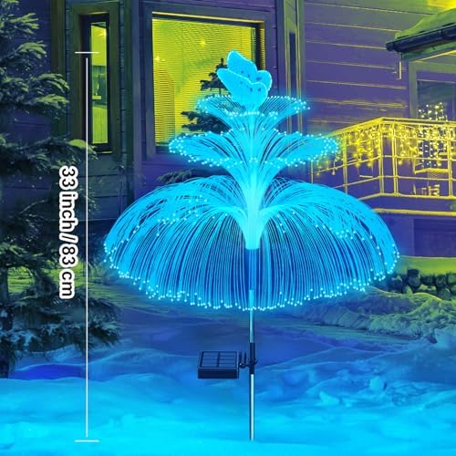 WEITEXS Solar Garden Lights 3 Pack New Upgraded Solar Lights Outdoor Waterproof 3 Layers 7 Color Changing Jellyfish Butterfly Decorations for Garden Yard Gifts for Women - Image 7